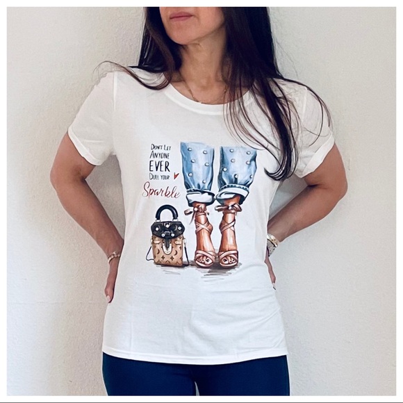 Fabulous chic Graphic Tee with diamonds detail - Picture 2 of 8